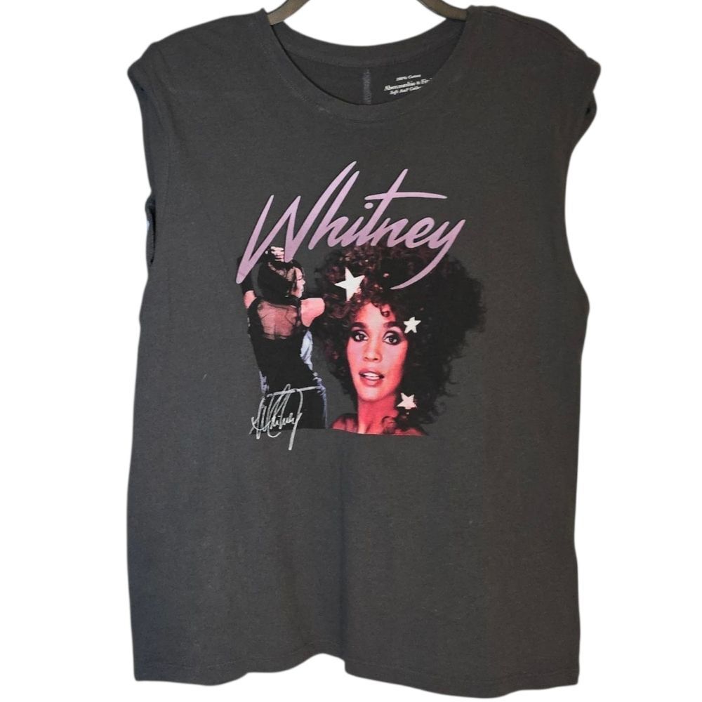 Abercrombie Whitney Houston Graphic Muscle Tee Tank Top Charcoal Grey Size Med